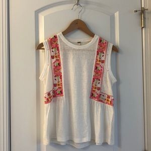 Free People Embroidered swing muscle tank